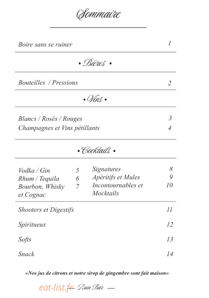 Ruin Bar Bouffay — carte page 21