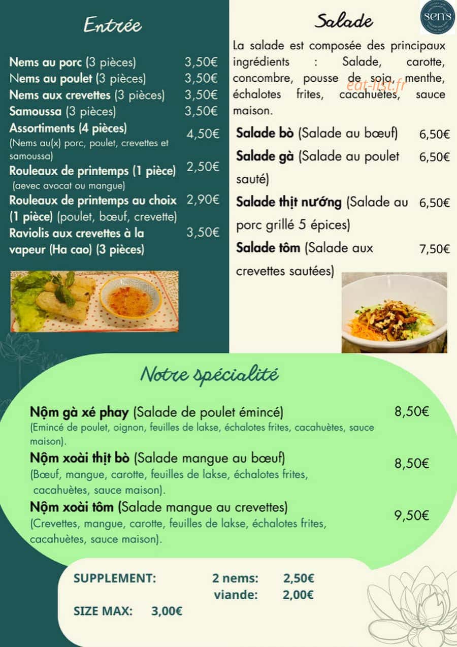 Sen's — carte page 1