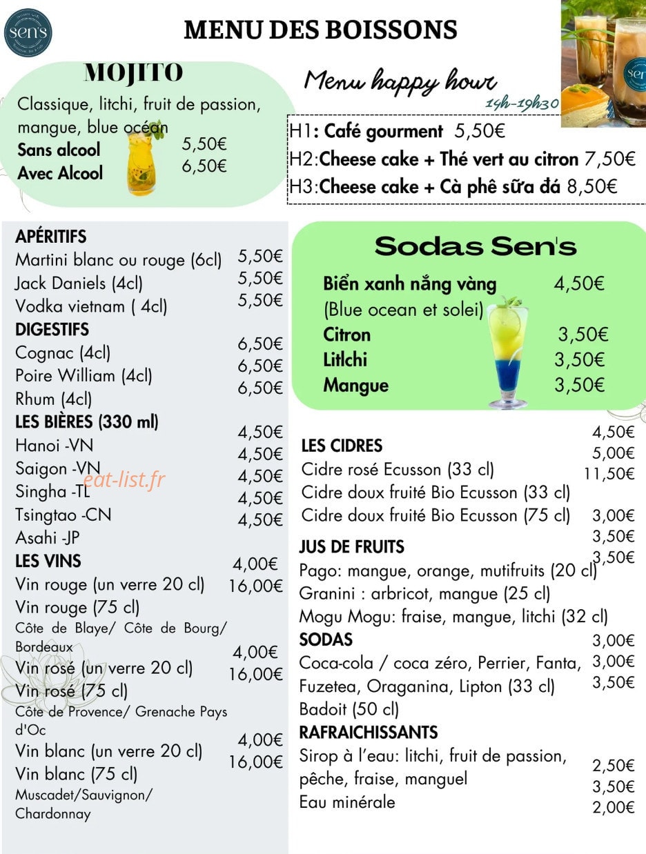 Sen's — carte page 6