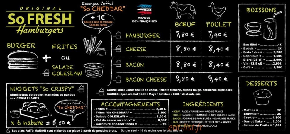 So fresh hamburgers — carte page 1