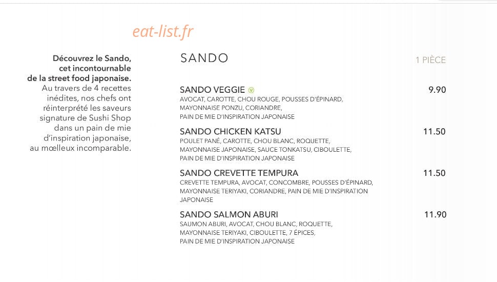 Sushi Shop — carte page 15