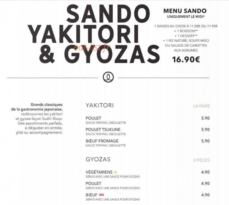 Sushi Shop — carte page 16