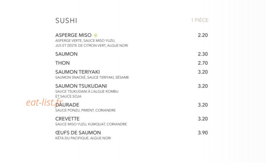 Sushi Shop — carte page 19