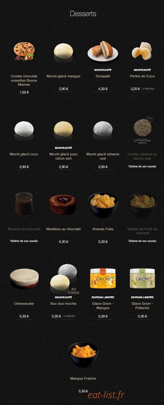 Sushi Shop — carte page 25