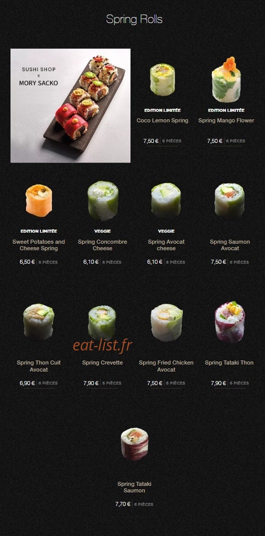 Sushi Shop — carte page 17
