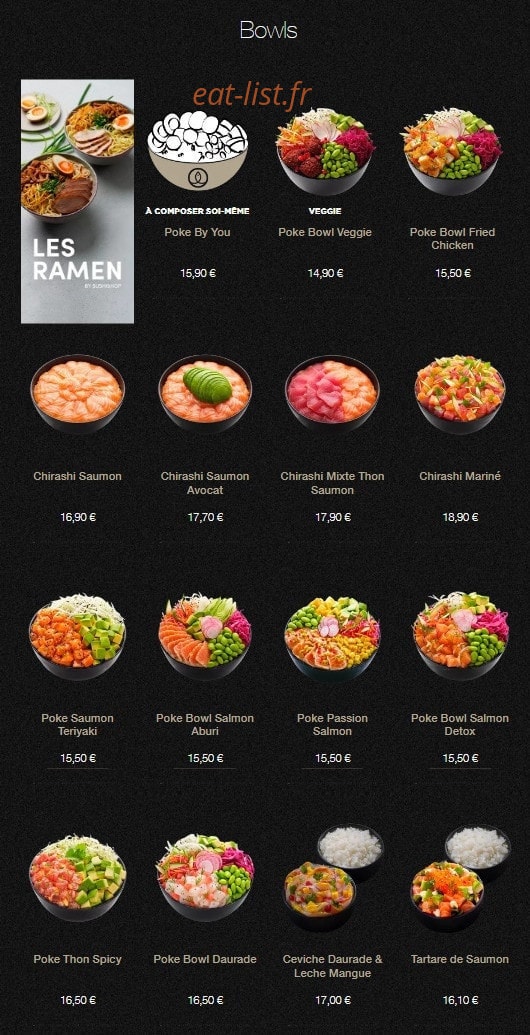 Sushi Shop — carte page 20