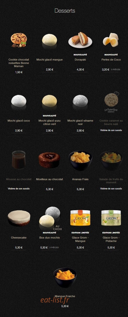 Sushi Shop — carte page 25