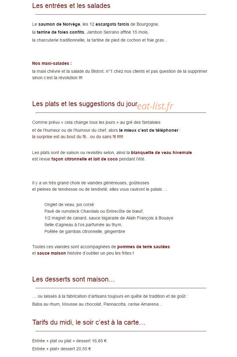 Tartines et bouchons — carte page 1