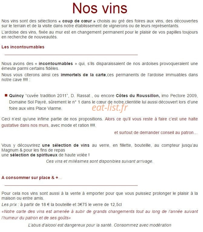 Tartines et bouchons — carte page 2