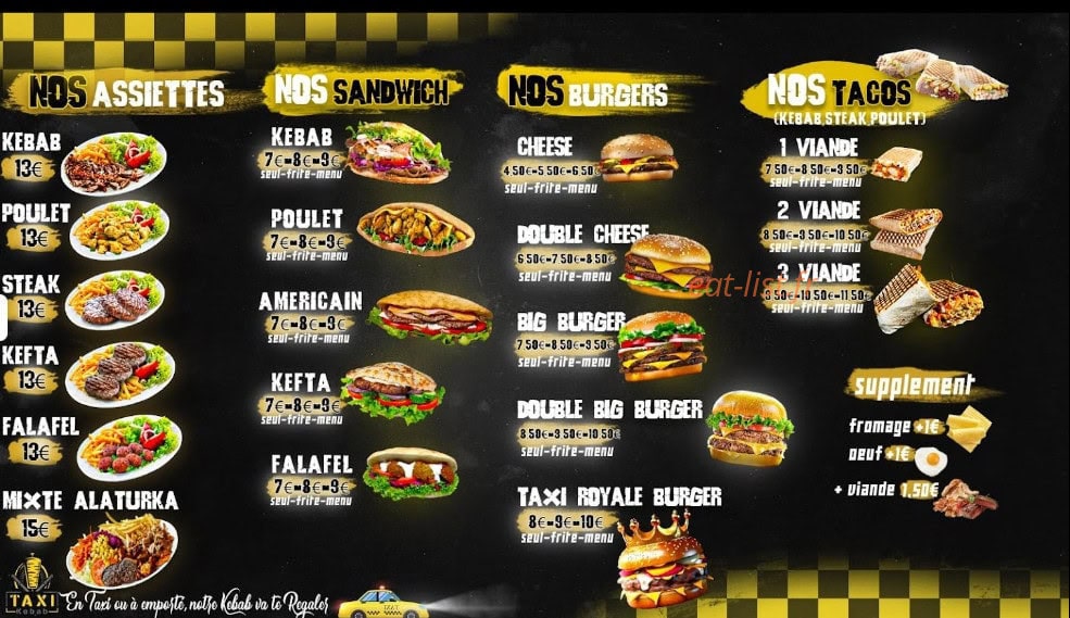 Taxi kebab — carte page 1