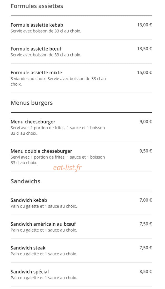Urfa kebab — carte page 2