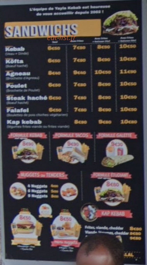 Yayla Kebab — carte page 1