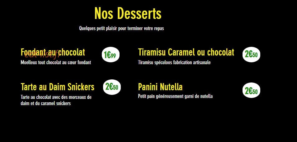 Yello Pizza — carte page 7