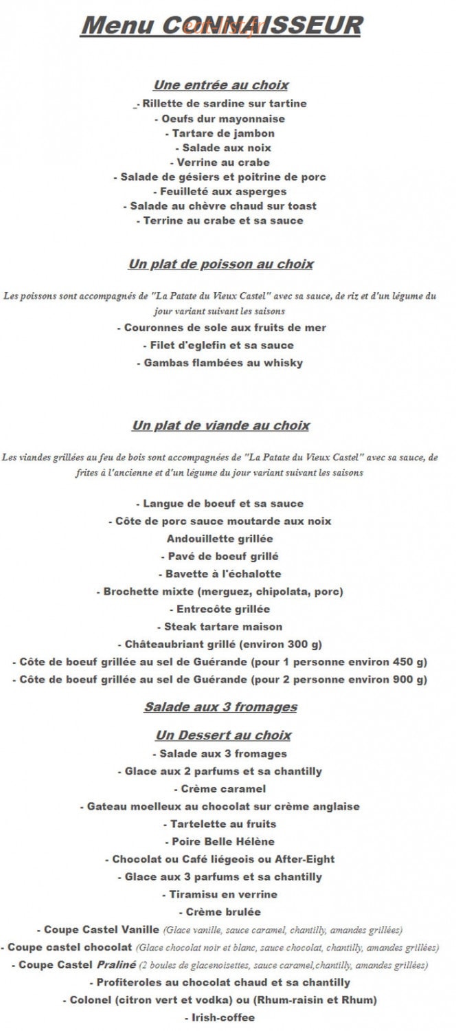 Au Vieux Castel — carte page 2