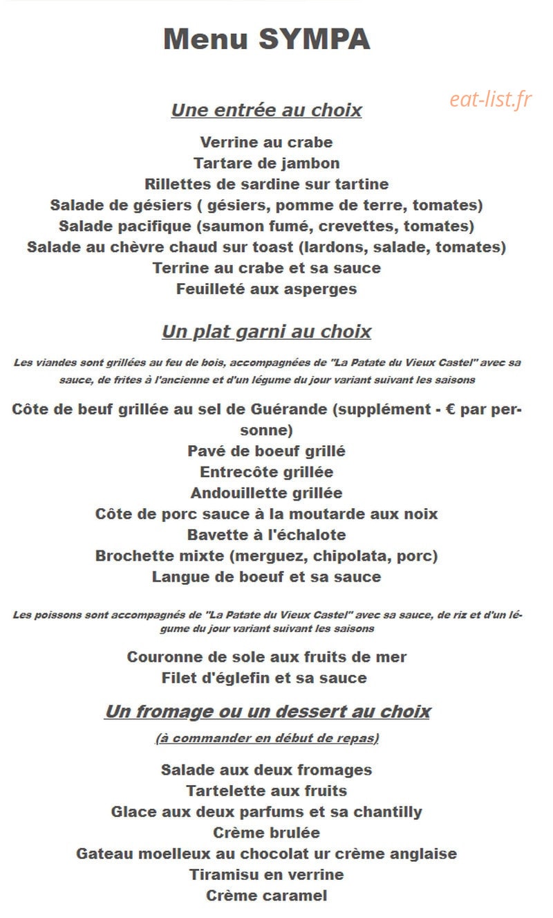 Au Vieux Castel — carte page 6