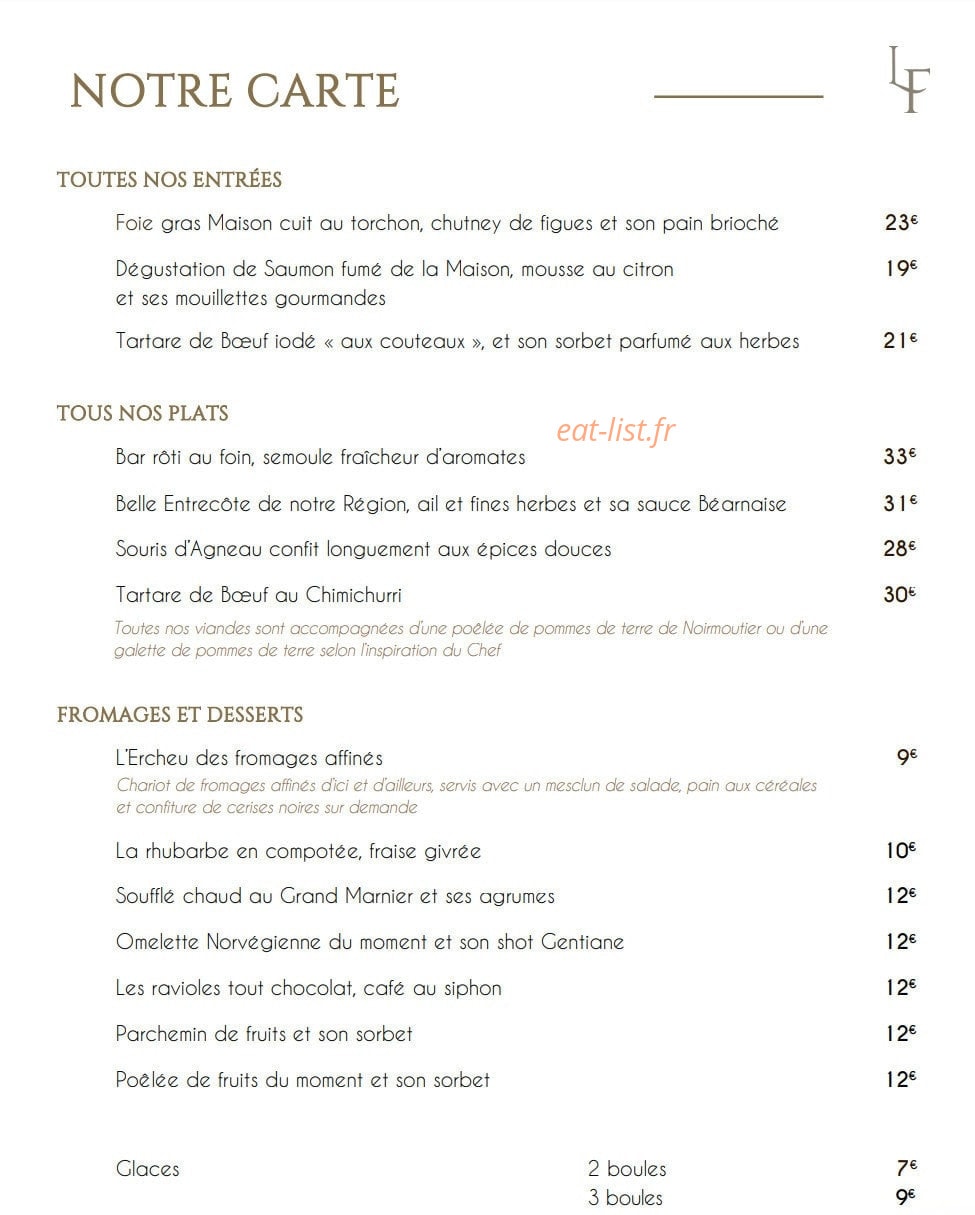 Domaine De La Ferrière — carte page 1