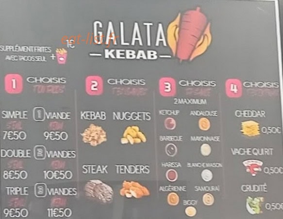 Galata Kebab — carte page 2