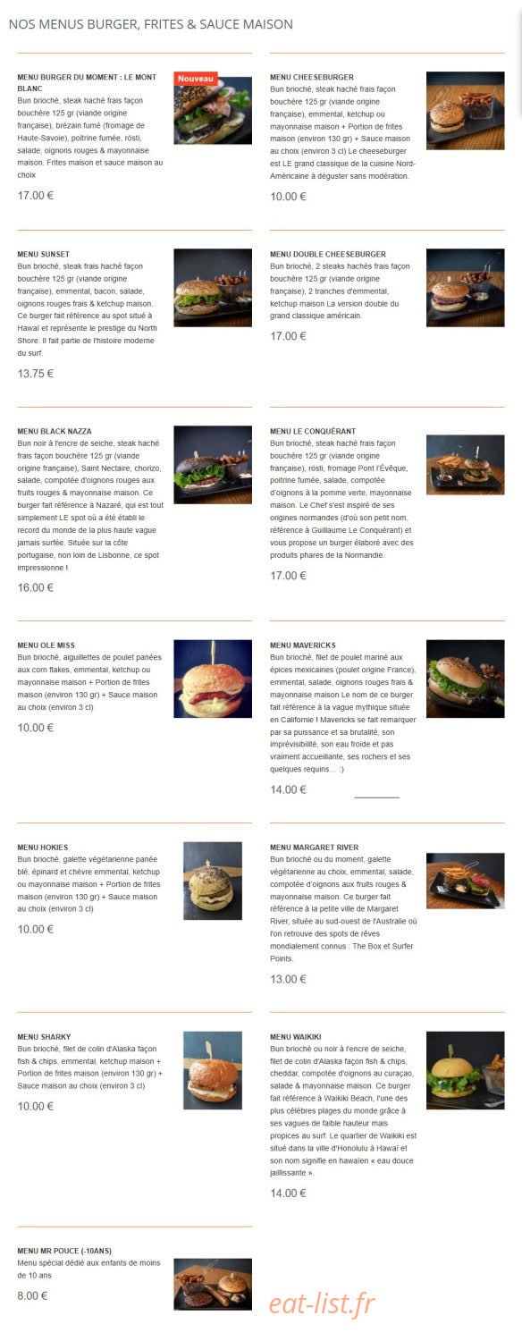 The Endless Burger — carte page 1