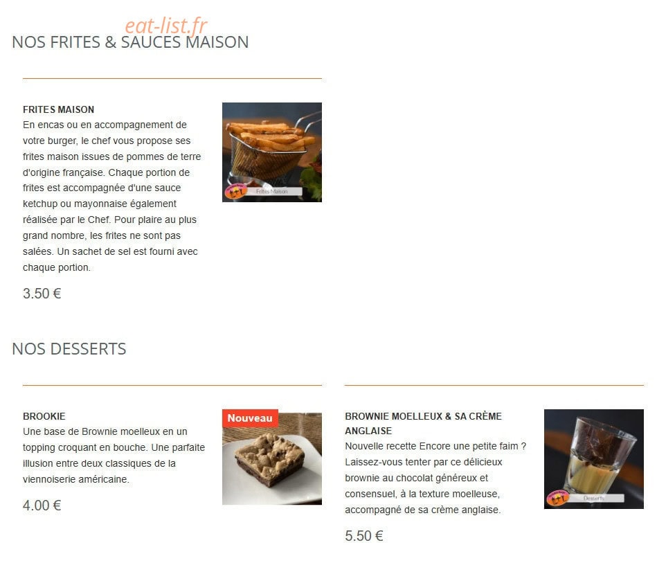 The Endless Burger — carte page 3