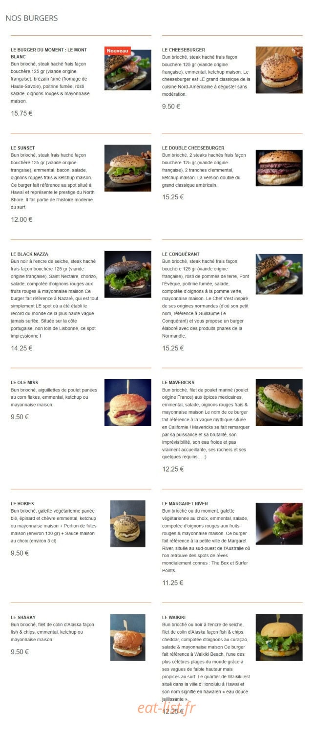 The Endless Burger — carte page 2