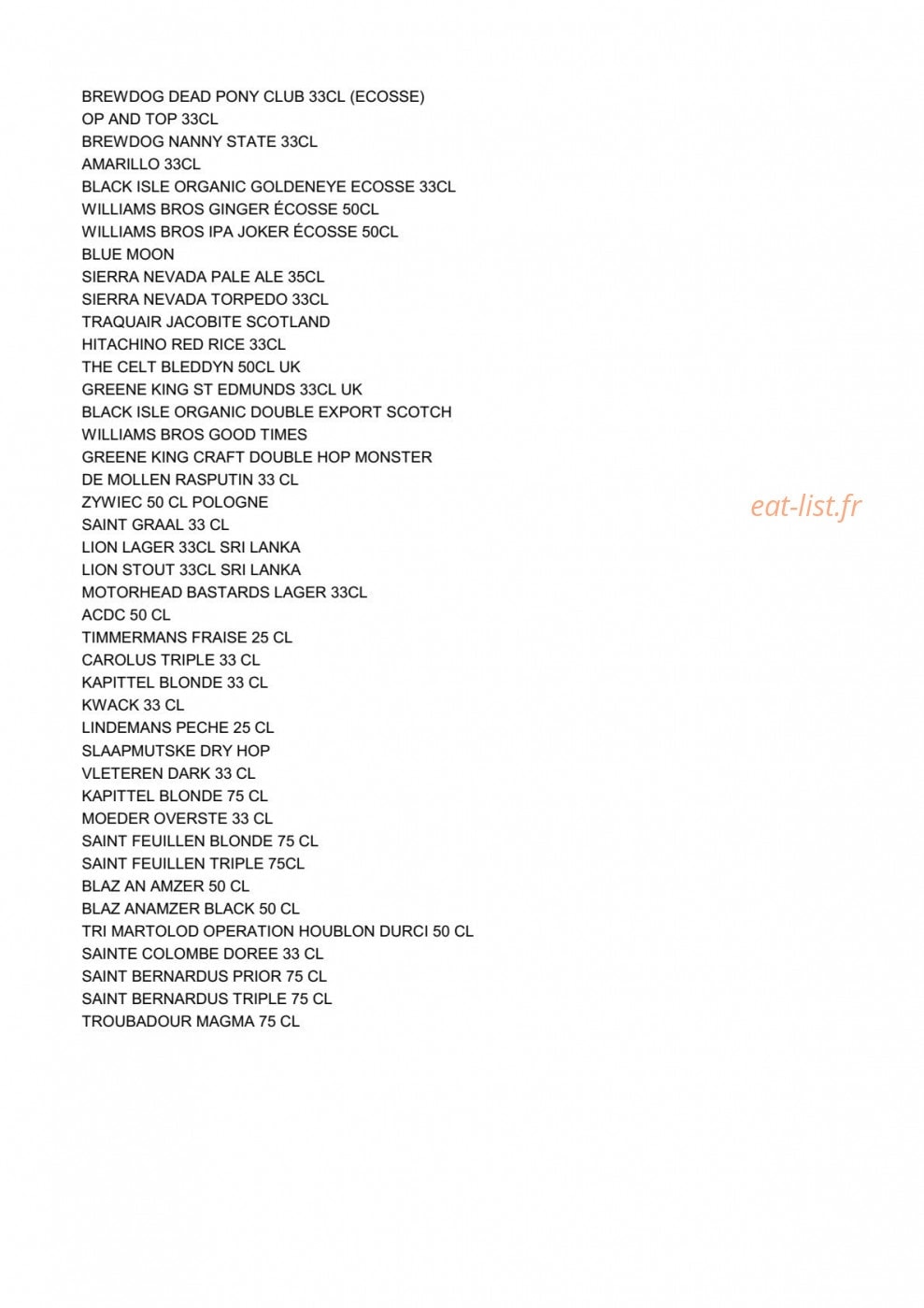 Bières et Chopes — carte page 7