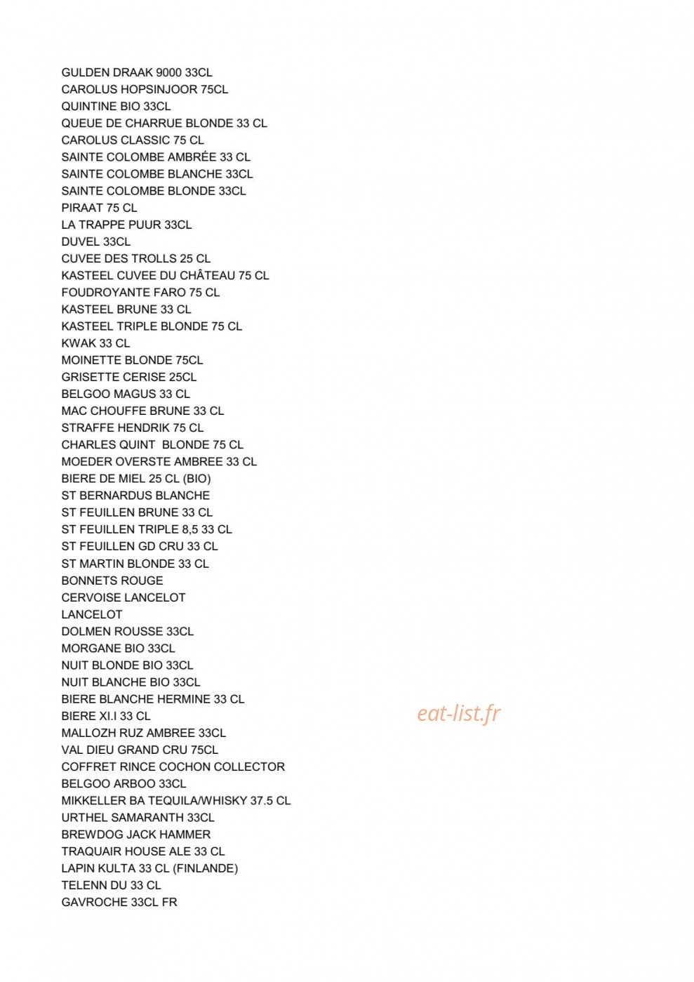Bières et Chopes — carte page 4