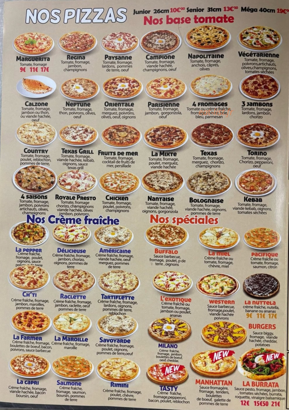Pizza Presto — carte page 2
