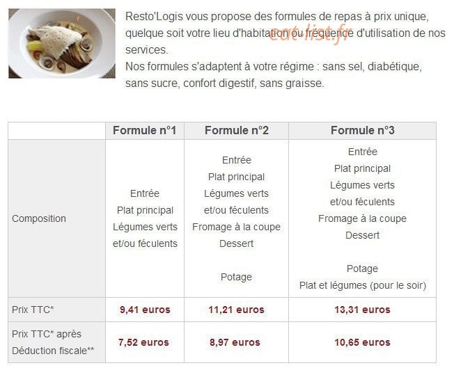 Resto Logis — carte page 2