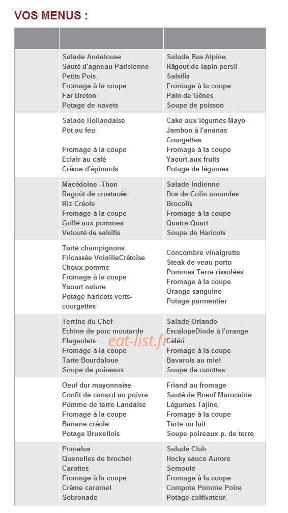 Resto Logis — carte page 1