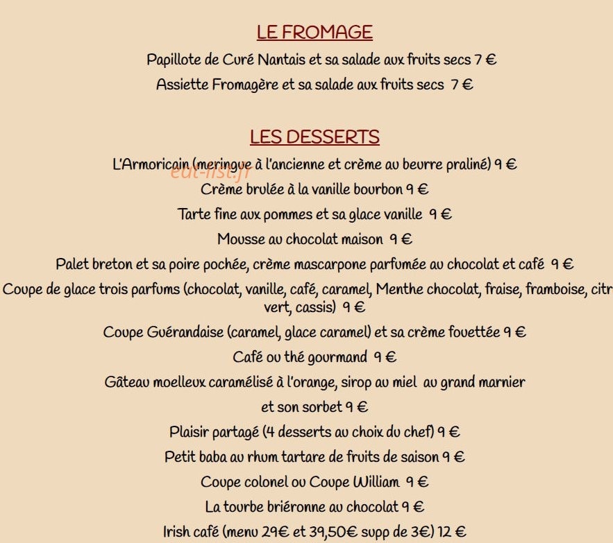 Auberge du haut Marland — carte page 2