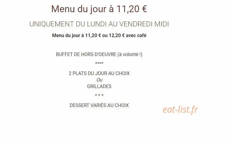 Carte et menu de Les Pêcheurs à La Chevroliere — Menu du jour