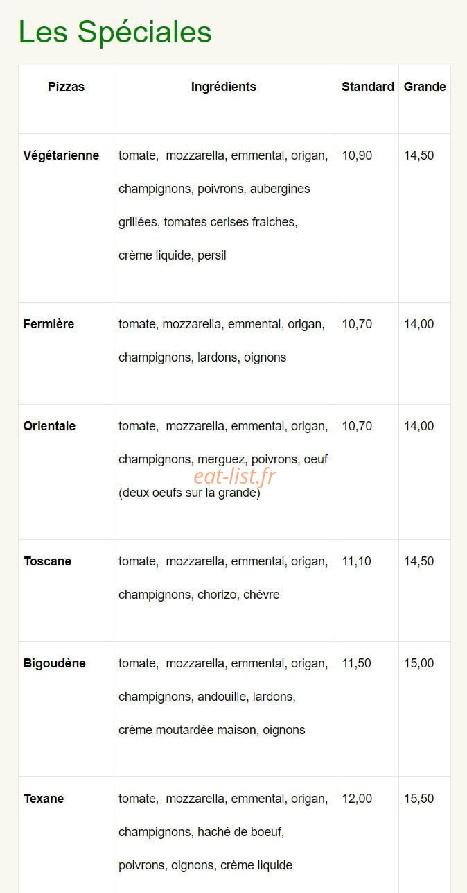 Tomate et Basilic — carte page 2