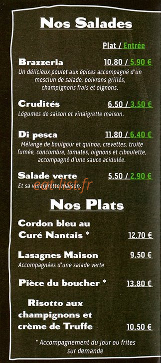 Je Veux Pas Cuisiner — carte page 1