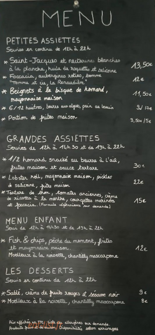 Carte et menu de Château de la Frémoire à Vertou — Les menus