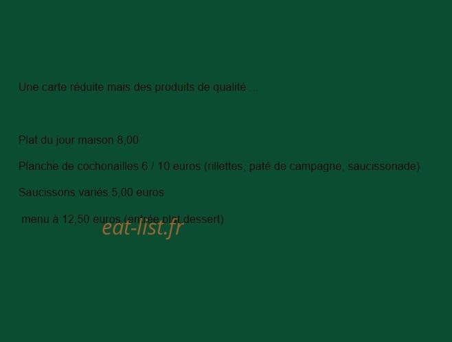 Le Bistrot de Sandrine — carte page 1