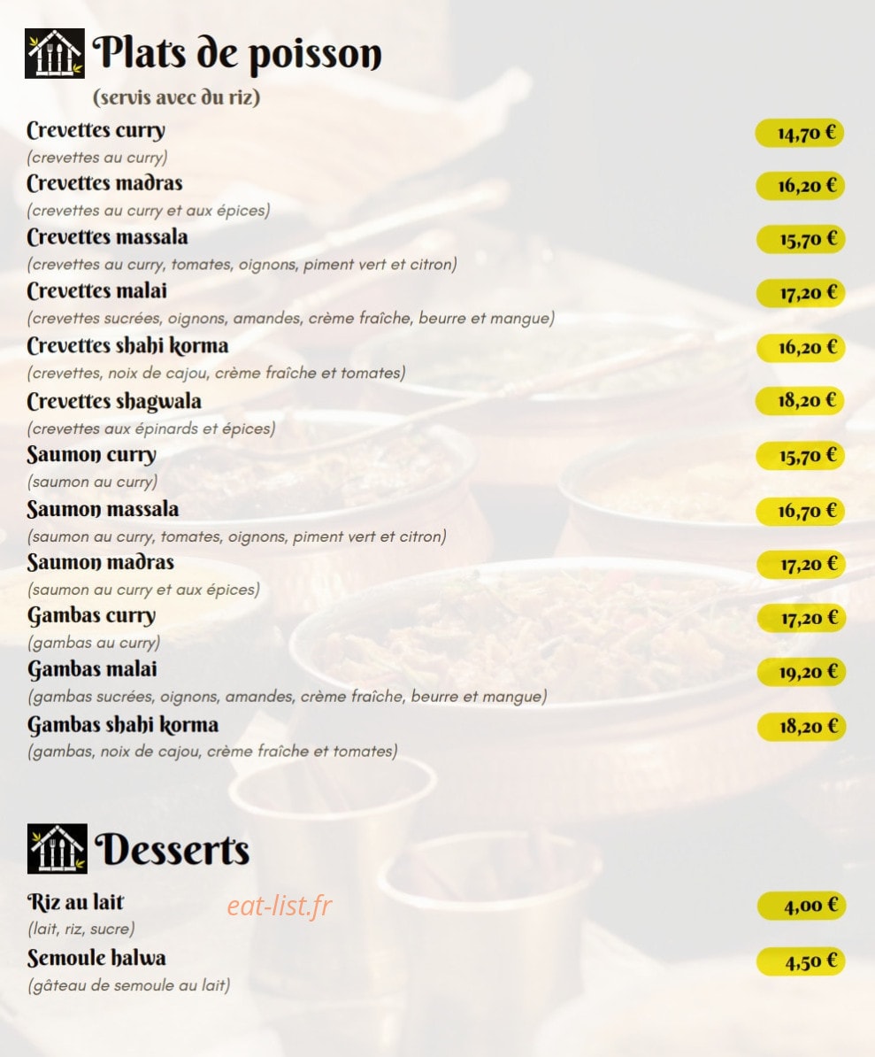 Maison Indian Food — carte page 6