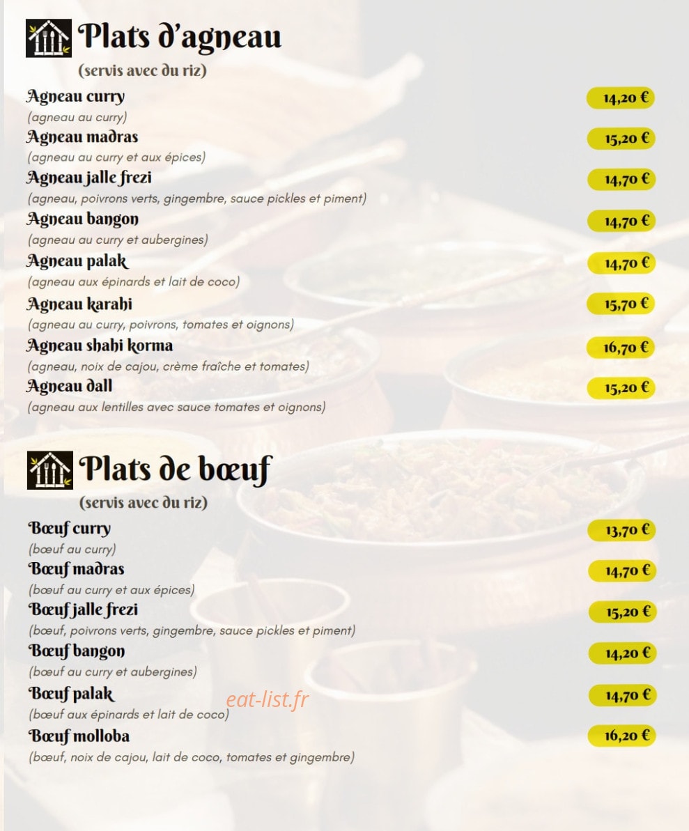 Maison Indian Food — carte page 4