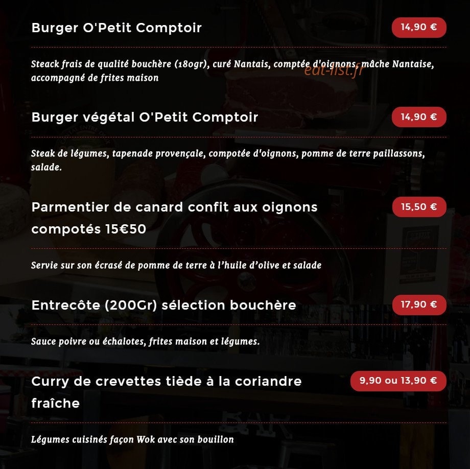 O' Petit Comptoir — carte page 3