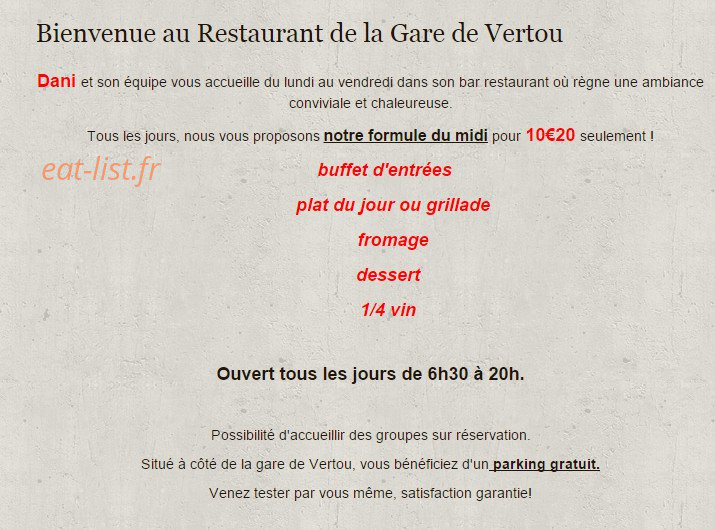 Restaurant de la gare — carte page 1