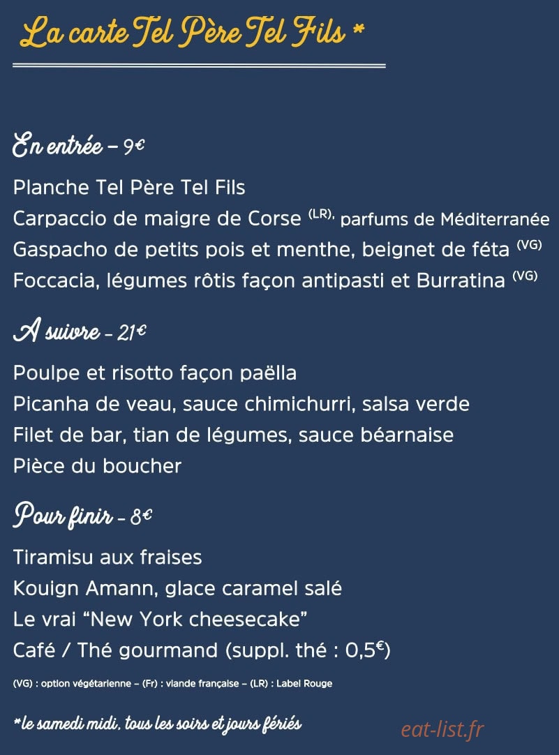 Tel Père Tel Fils — carte page 1