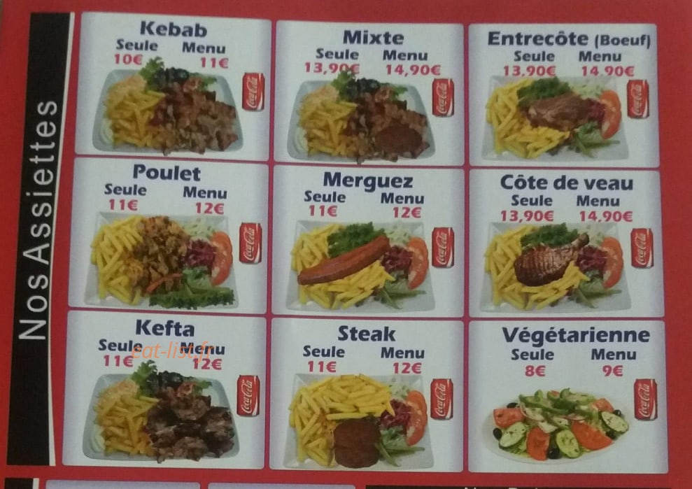 Yasmine food — carte page 1
