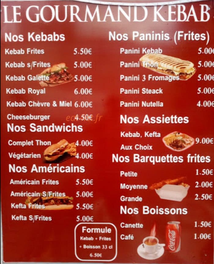 Gourmand kebab — carte page 1