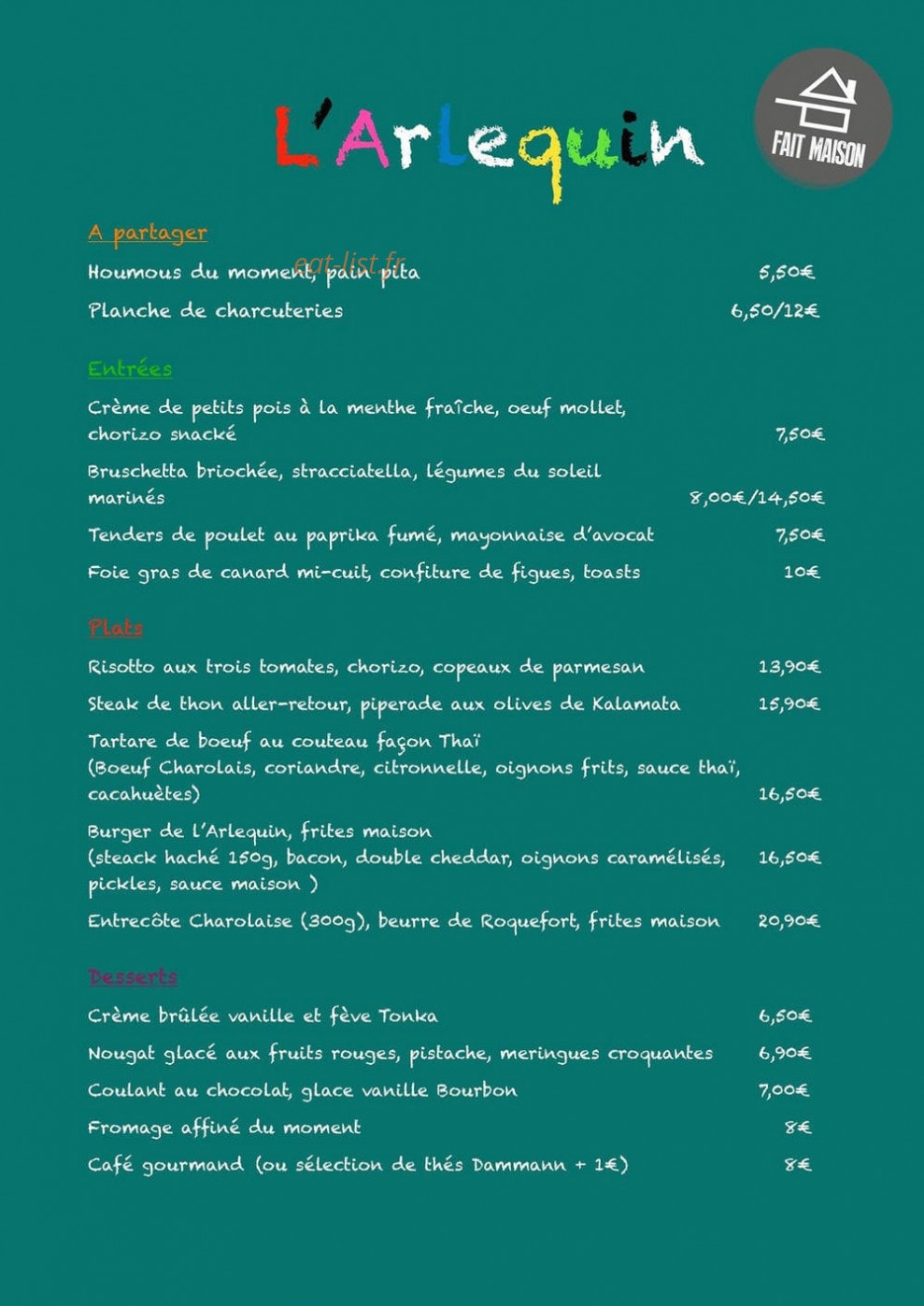 L'Arlequin — carte page 1