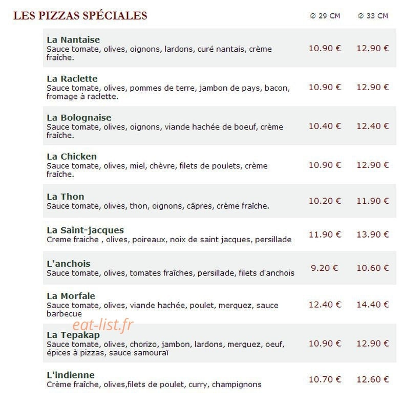 Le Kiosque à Pizzas — carte page 3