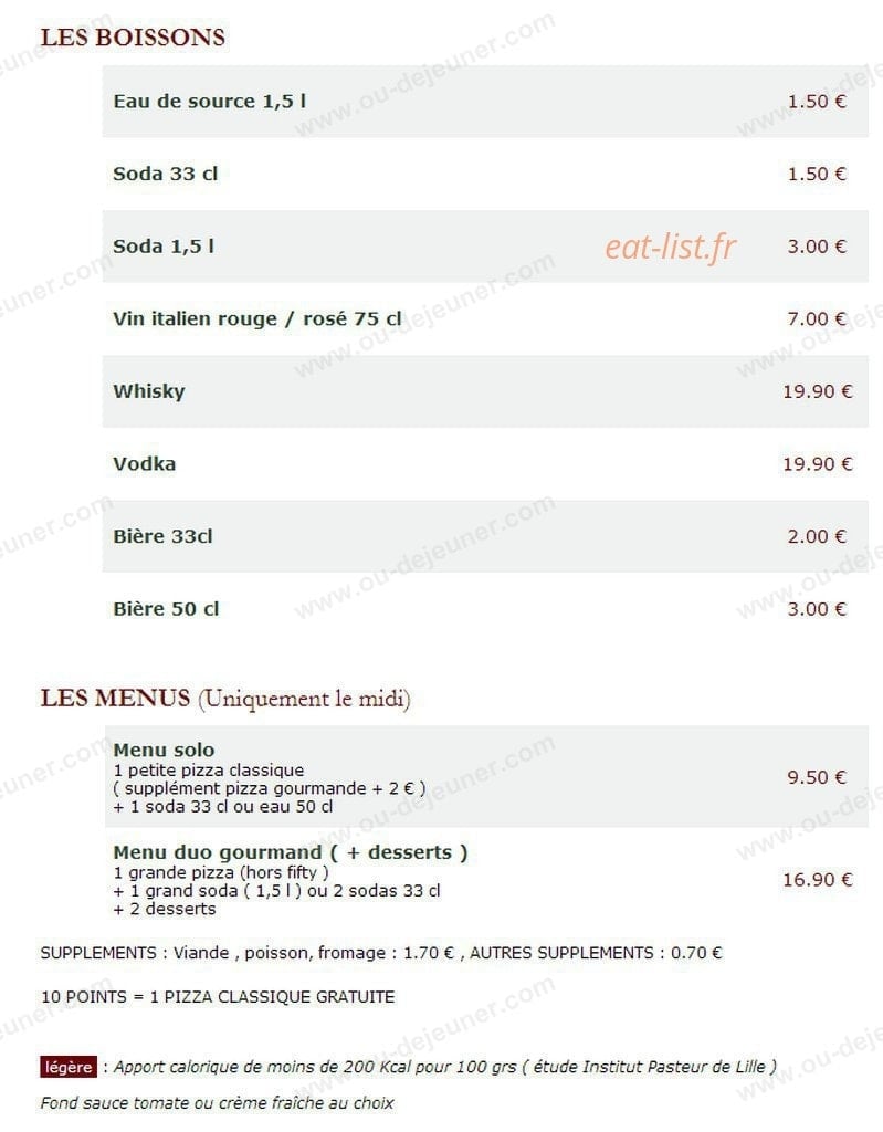 Le Kiosque à Pizzas — carte page 5