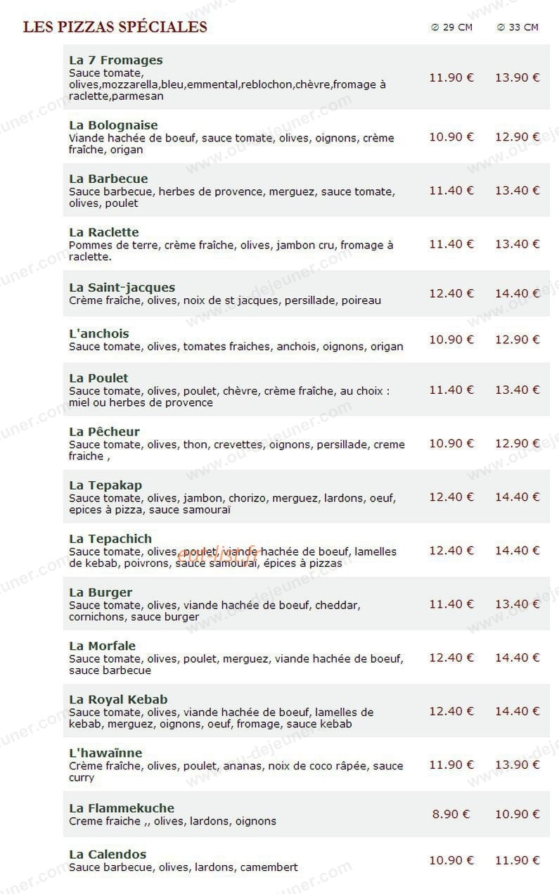 Le Kiosque à Pizzas — carte page 3
