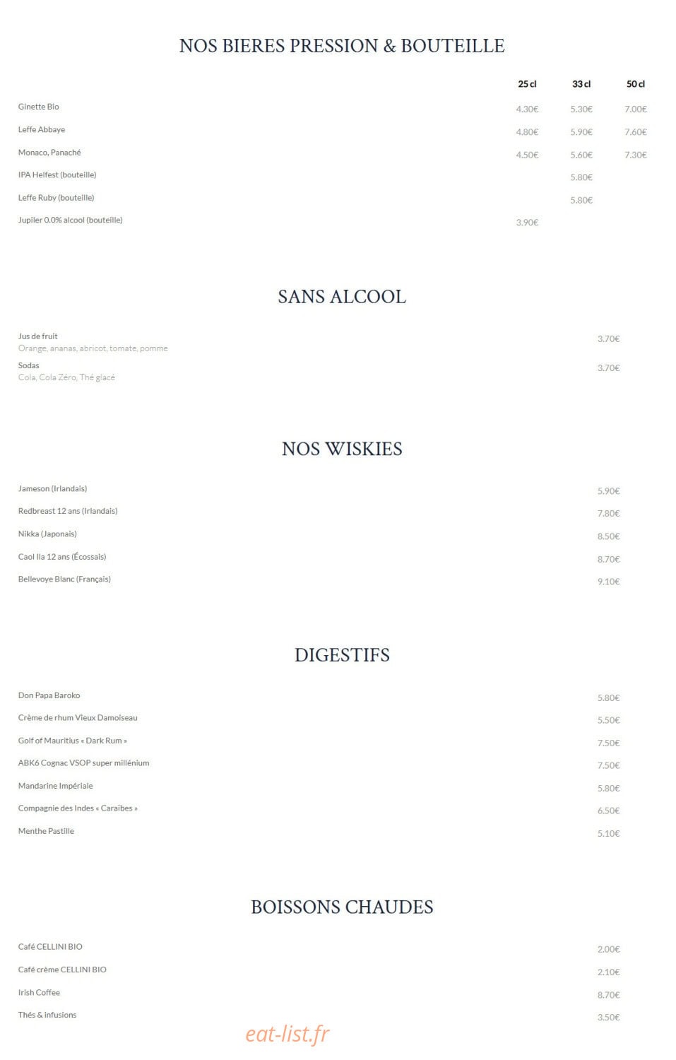 Le Coq Restaurant — carte page 3