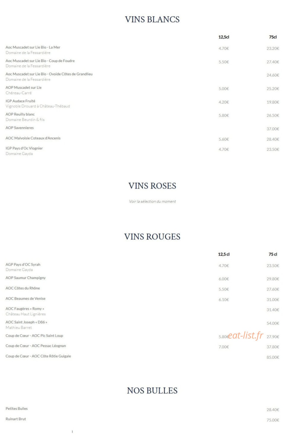 Le Coq Restaurant — carte page 4