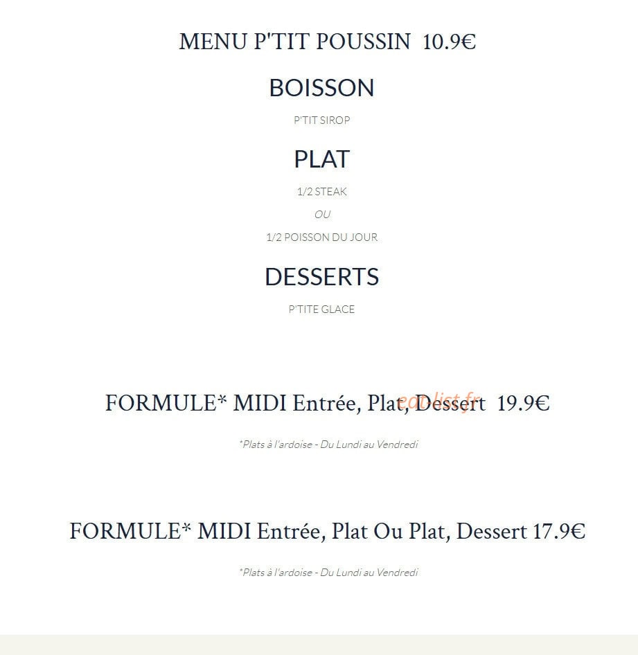 Le Coq Restaurant — carte page 5