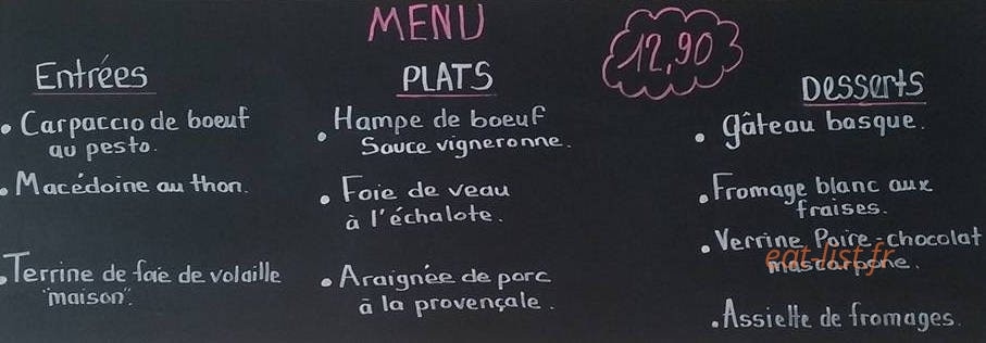 Brasserie du centre — carte page 1